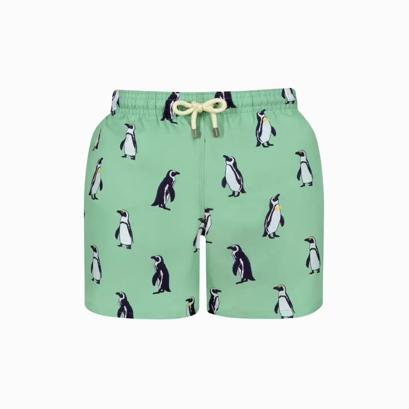 Mid-length Swim Shorts | Penguins / Mint - Image 2