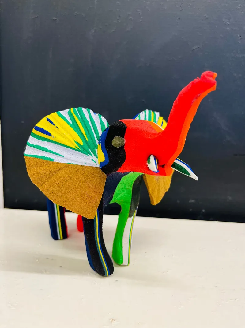 Elephant Sculpture – Recycled Flip Flop Handmade African Art - Image 3