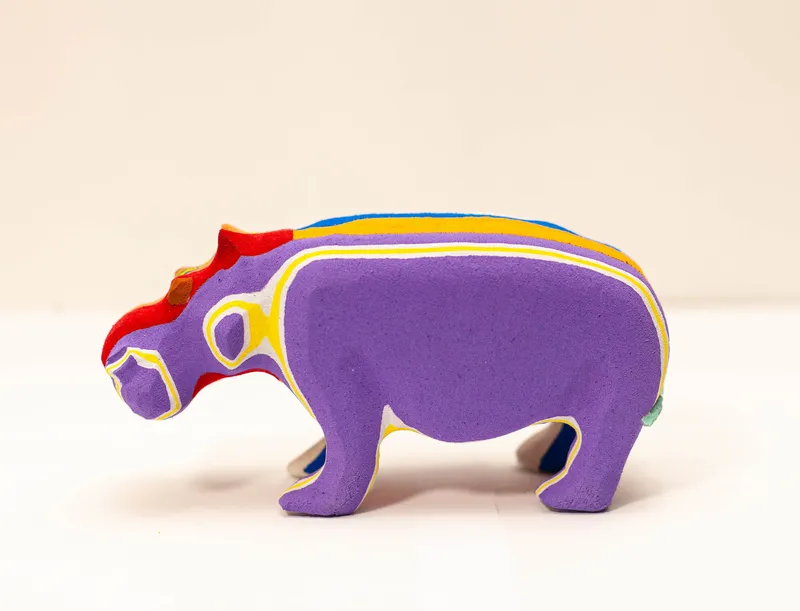 Hippo Sculpture – Mini Recycled Flip Flop Handmade Eco Art - Image 1