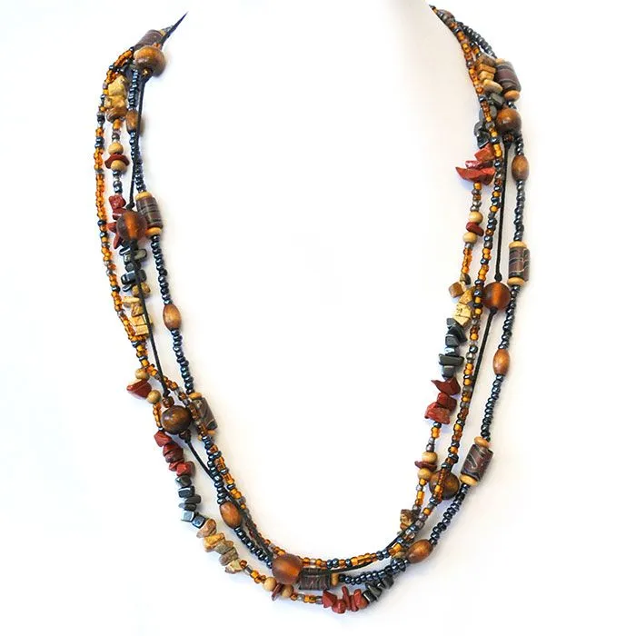 Stunning four strand necklace displaying semi-precious chips - NWG01