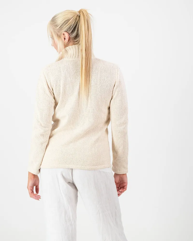 The Womens Coastal Quarter-Zip Pullover Cream - Image 5