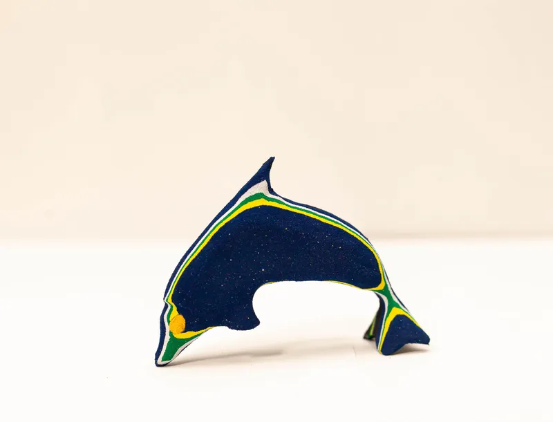 Dolphin Sculpture – Recycled Flip Flop Handmade Marine Art - Image 2