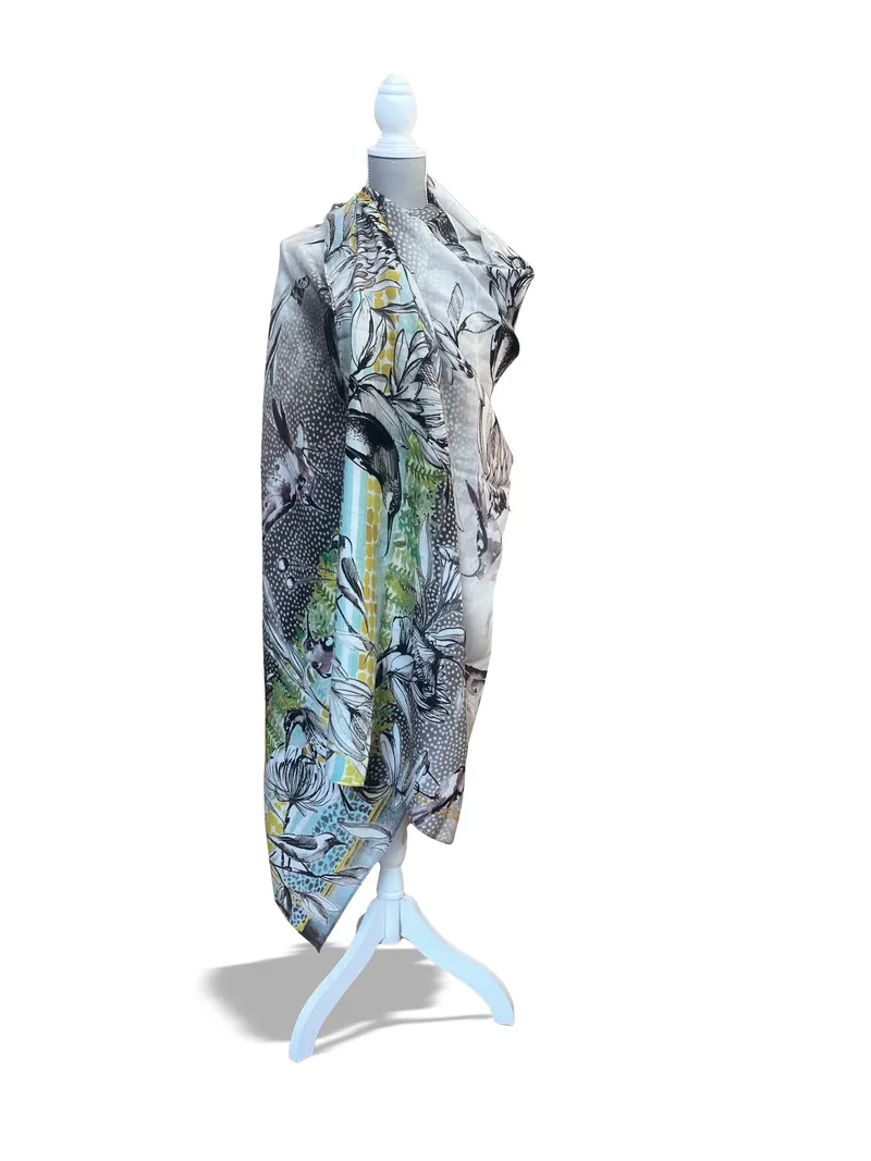 Greyscale Fynbos Fine Wool Scarf - Image 1
