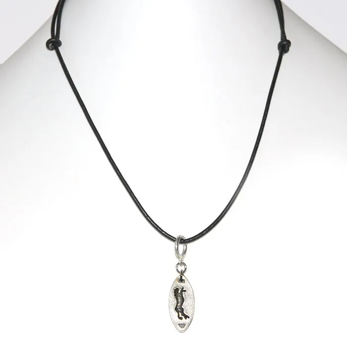 Engraved animal charm necklace on adjustable knotted leather - NWLN25