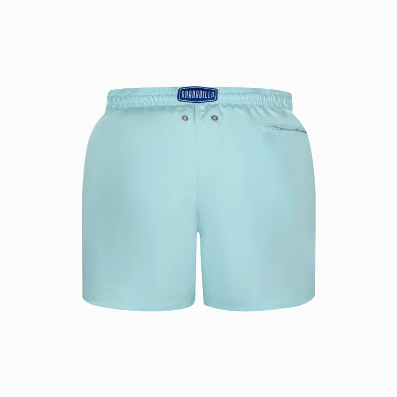 Mid-length Swim Shorts | Plain  Embroidery / Light Blue - Image 6