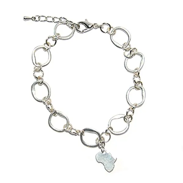 Africa charm on nickel free metal link bracelet - BRE01A