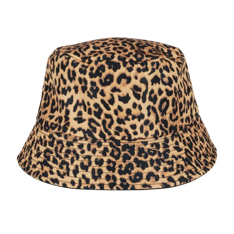 Into Africa Black Reversible Leopard Print Brown Bucket Hat - Image 2