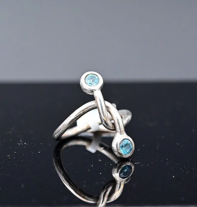 Wiry Blue Topaz Ring Sterling Silver - Image 1
