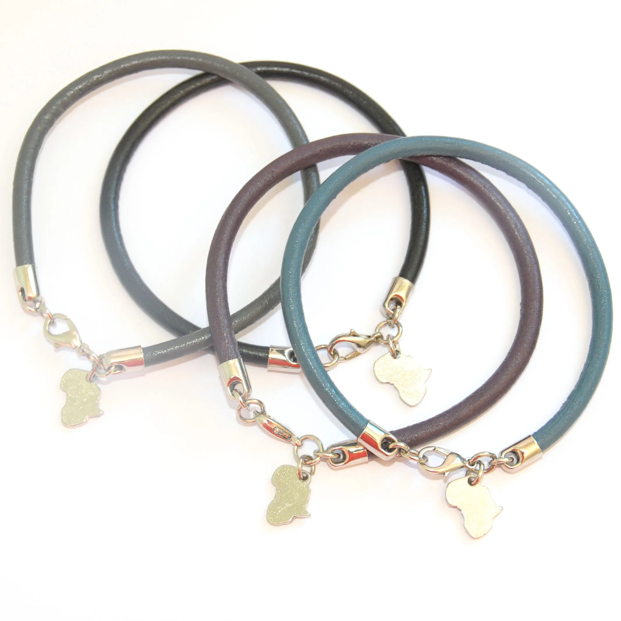 Africa charm on assorted colour leather - BRLN28