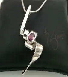 Rhodalite Garnet Long 70x30mm Sterling Silver Pendant