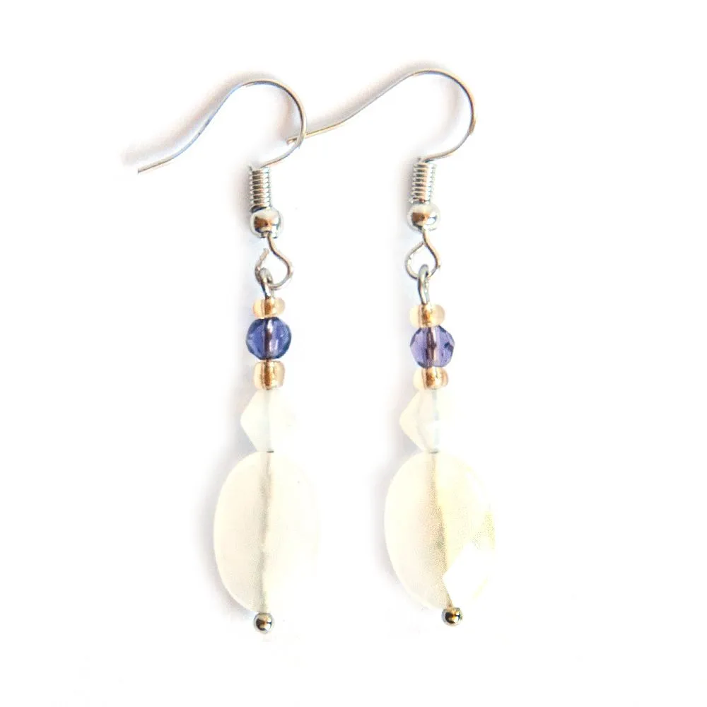Facetted white agate earrings - ERIR01