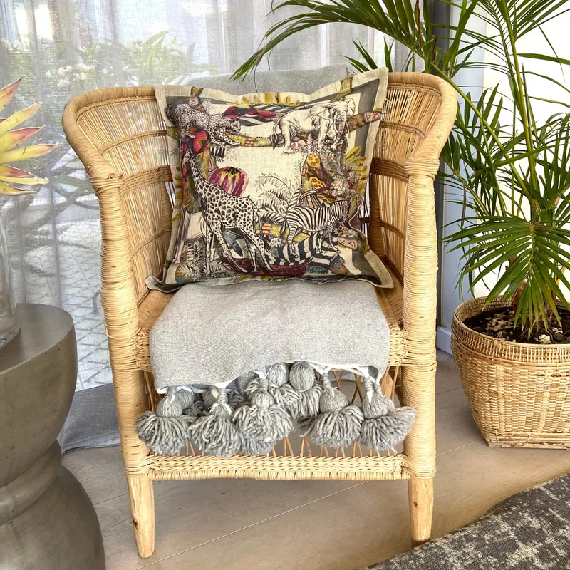 Neutral Tribal Cushion Cover, Standard, Belgian Linen - Image 2