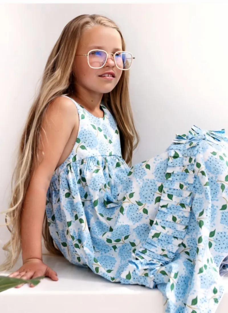 Girls' Dress-Summer-Hydrangea - Image 1