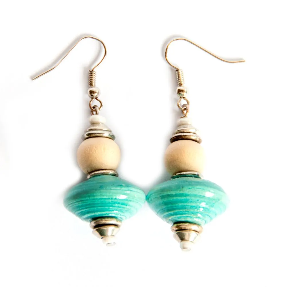 Hand crafted paper bead earrings - ERE138