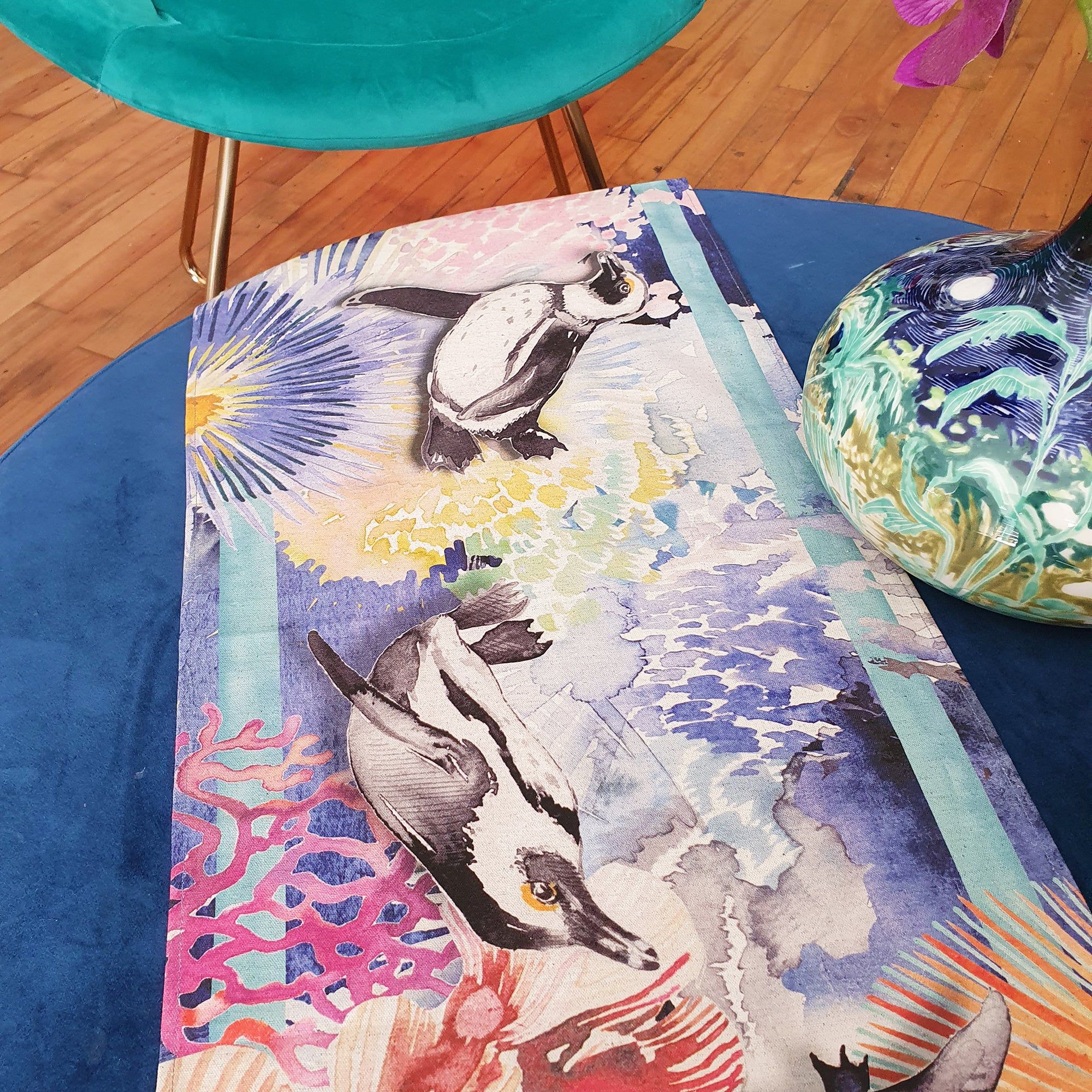 Swimming Penguin Table Runner