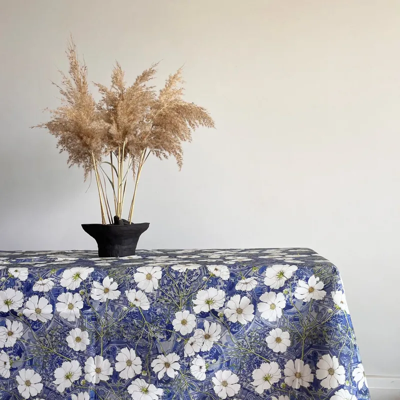 Cosmos on Delft Tablecloth - Image 2