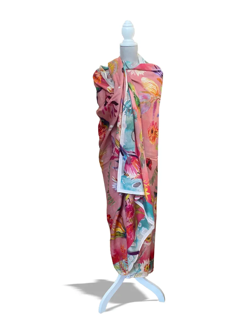 Pink Fynbos Wool Scarf - Image 1