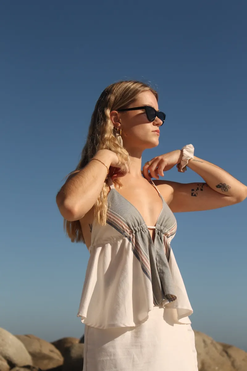 Callie Top- Olive & Cream - Image 2