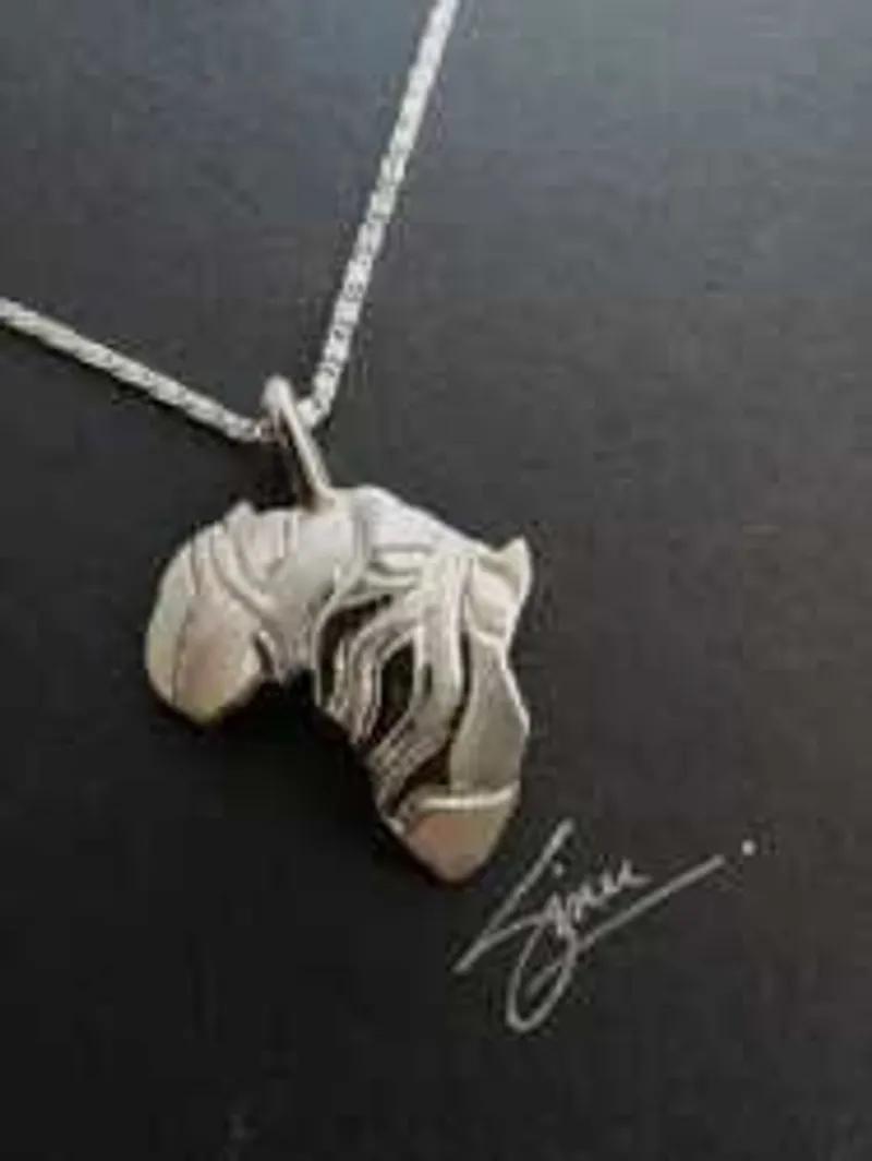 Africa /Zebra (s) Sterling Silver Pendant - Image 1