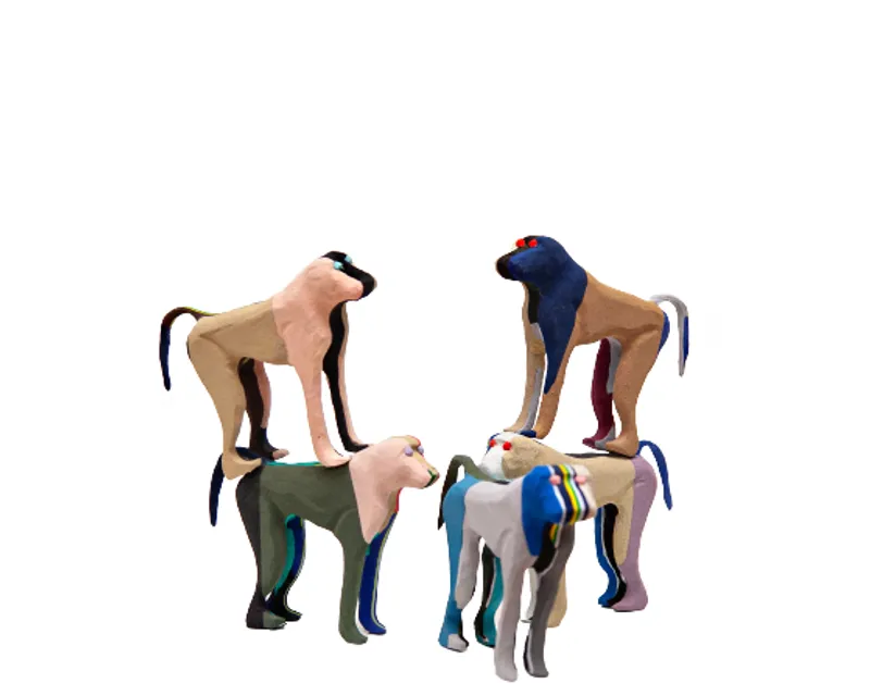 Baboon Sculpture – Recycled Flip Flop Handmade African Art - Image 2