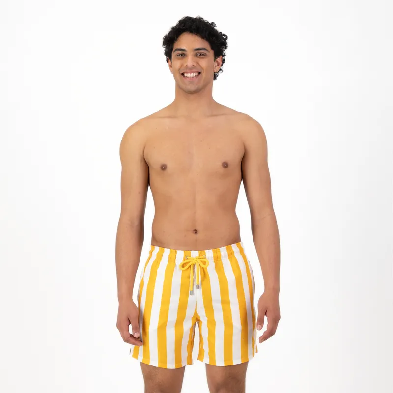 Mid-length Swim Shorts | Stripe / Yellow - Image 1