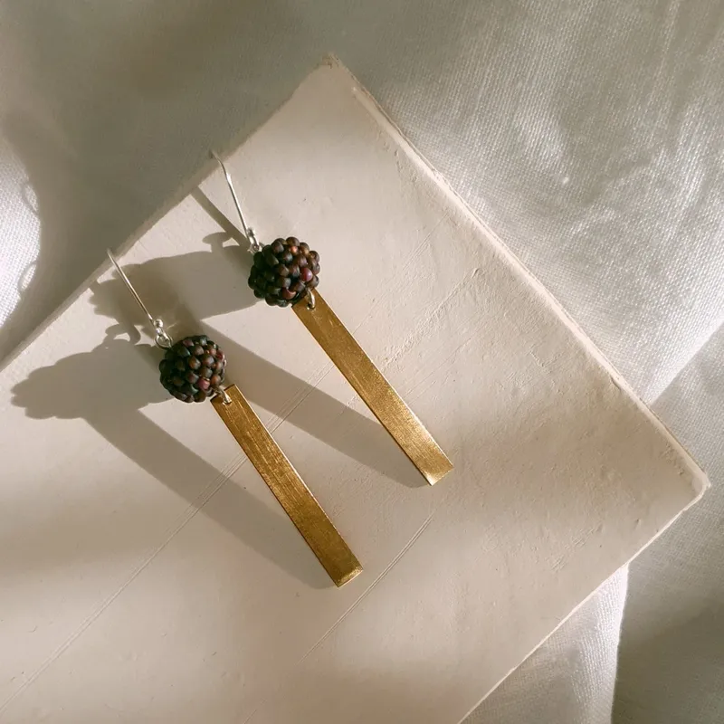 Brass Bar Earrings - Image 1