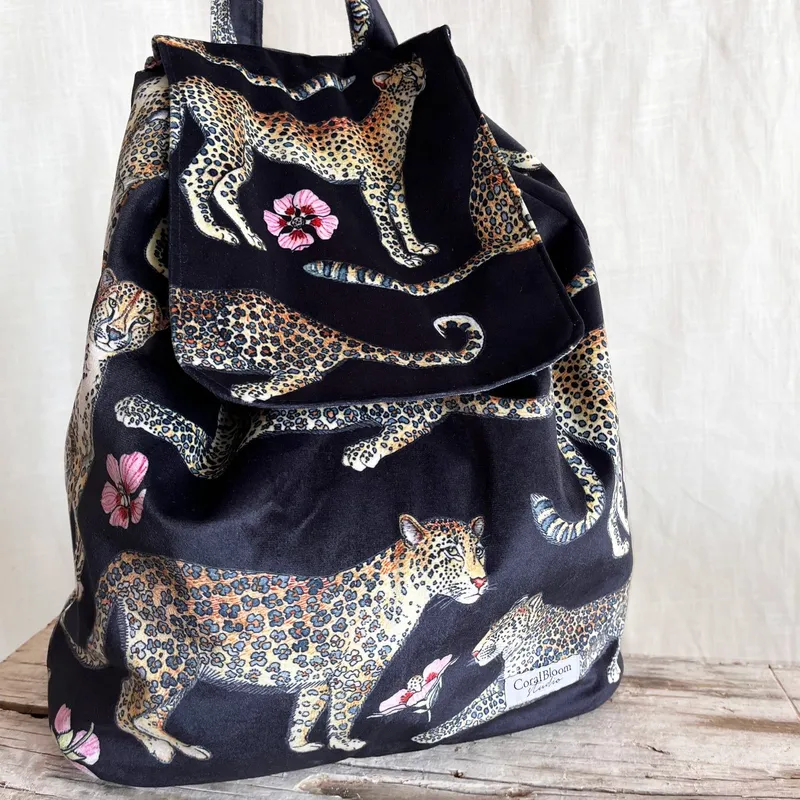 Leopards Velvet Backpack - Image 1