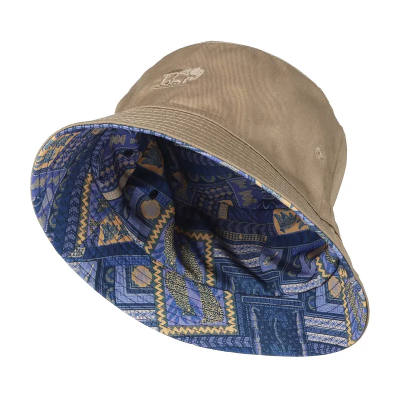Into Africa Stone Reversible Patchworkd'afrique Blue Bucket Hat - Image 1