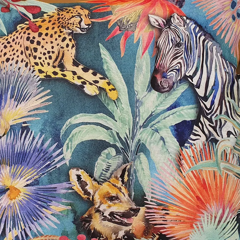 Wildlife with Cheetah Cushion Cover, Standard, Cotton-Linen Blend - Image 2