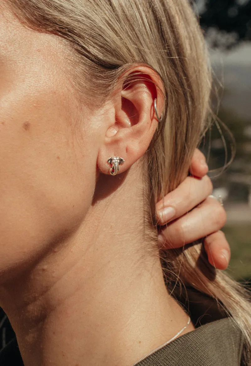 Elephant Head Stud Earrings - Image 2