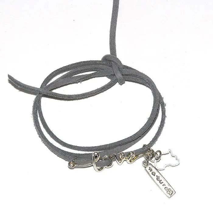 Antique copper and grey suede 'love nature' wrap - BRLN03