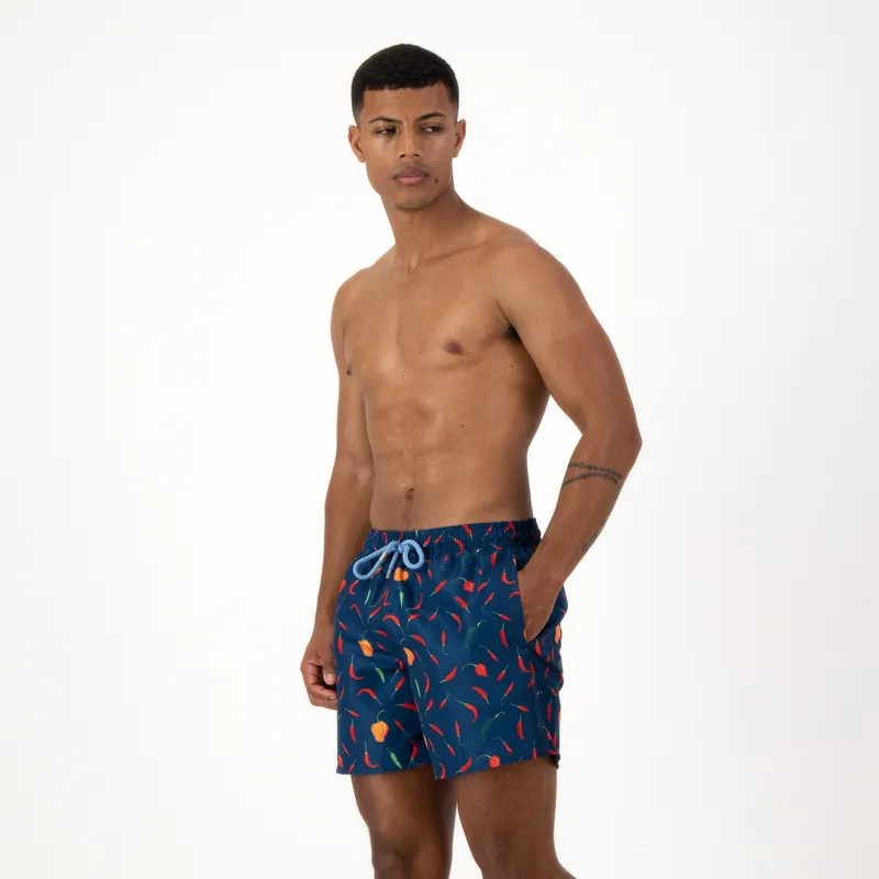 Mid-length Swim Shorts | Chillies / Navy - Image 1