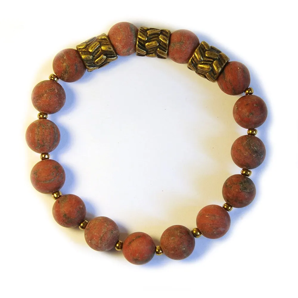 Sesame jasper and antique brass bracelet - BRE179