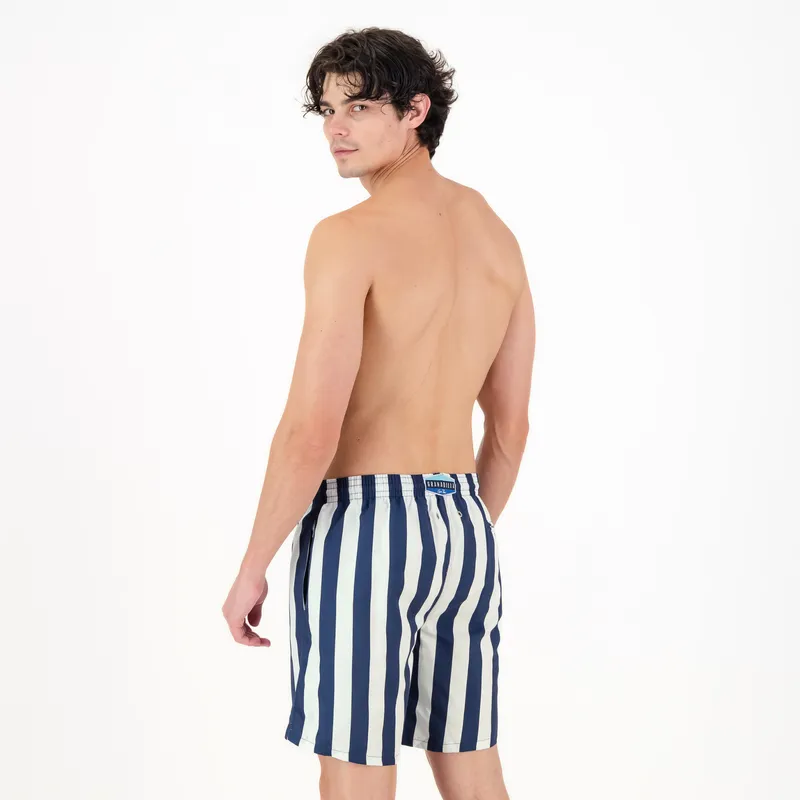 Long Swim Shorts | Stripe / Navy - Image 2