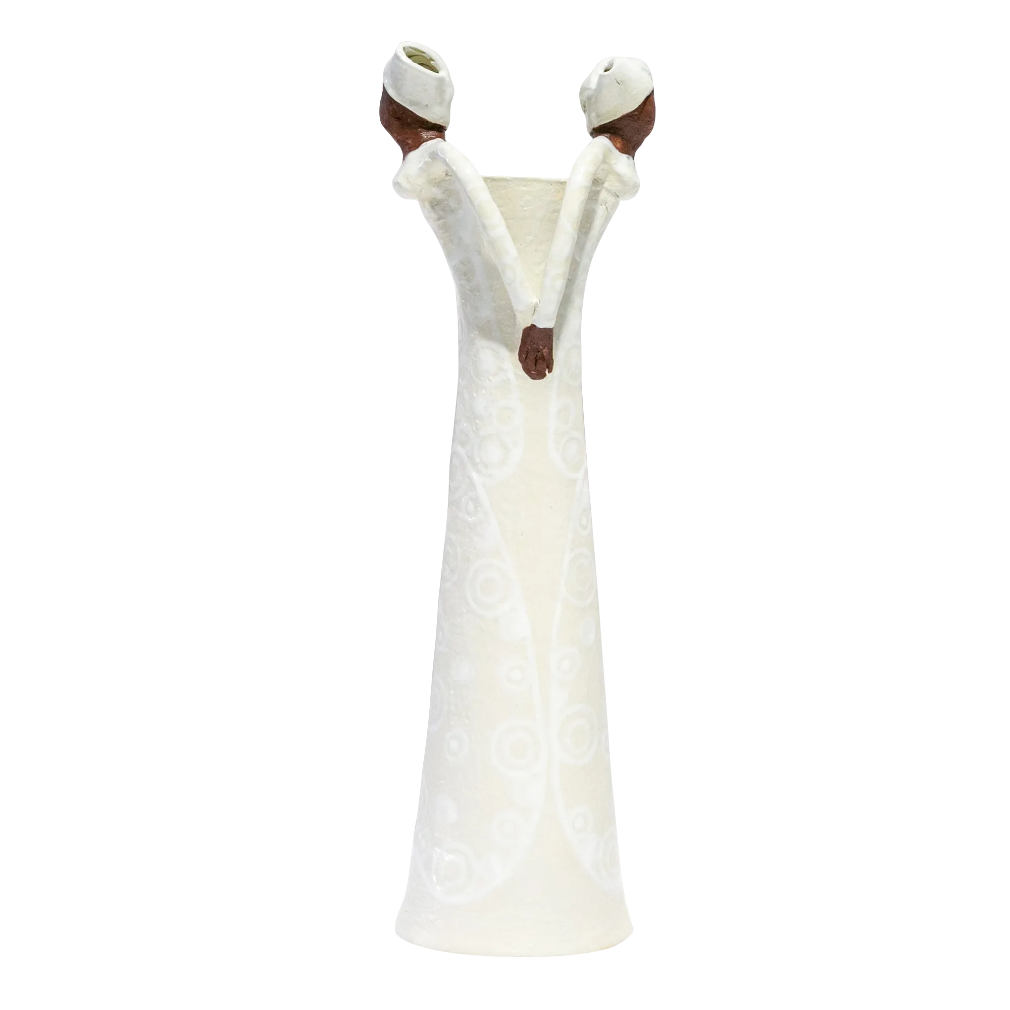 2Lady Tall Vase White on White