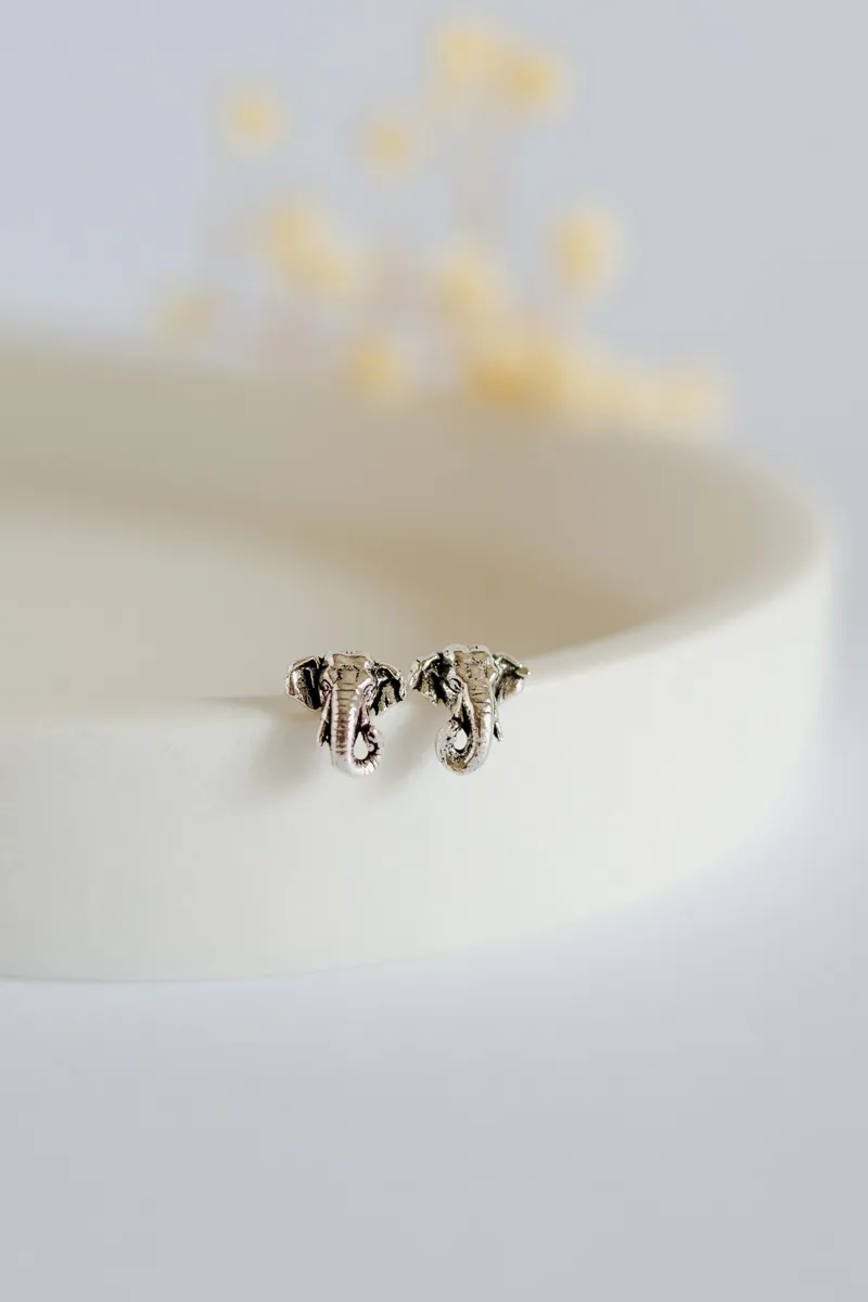 Elephant Head Stud Earrings - Image 1
