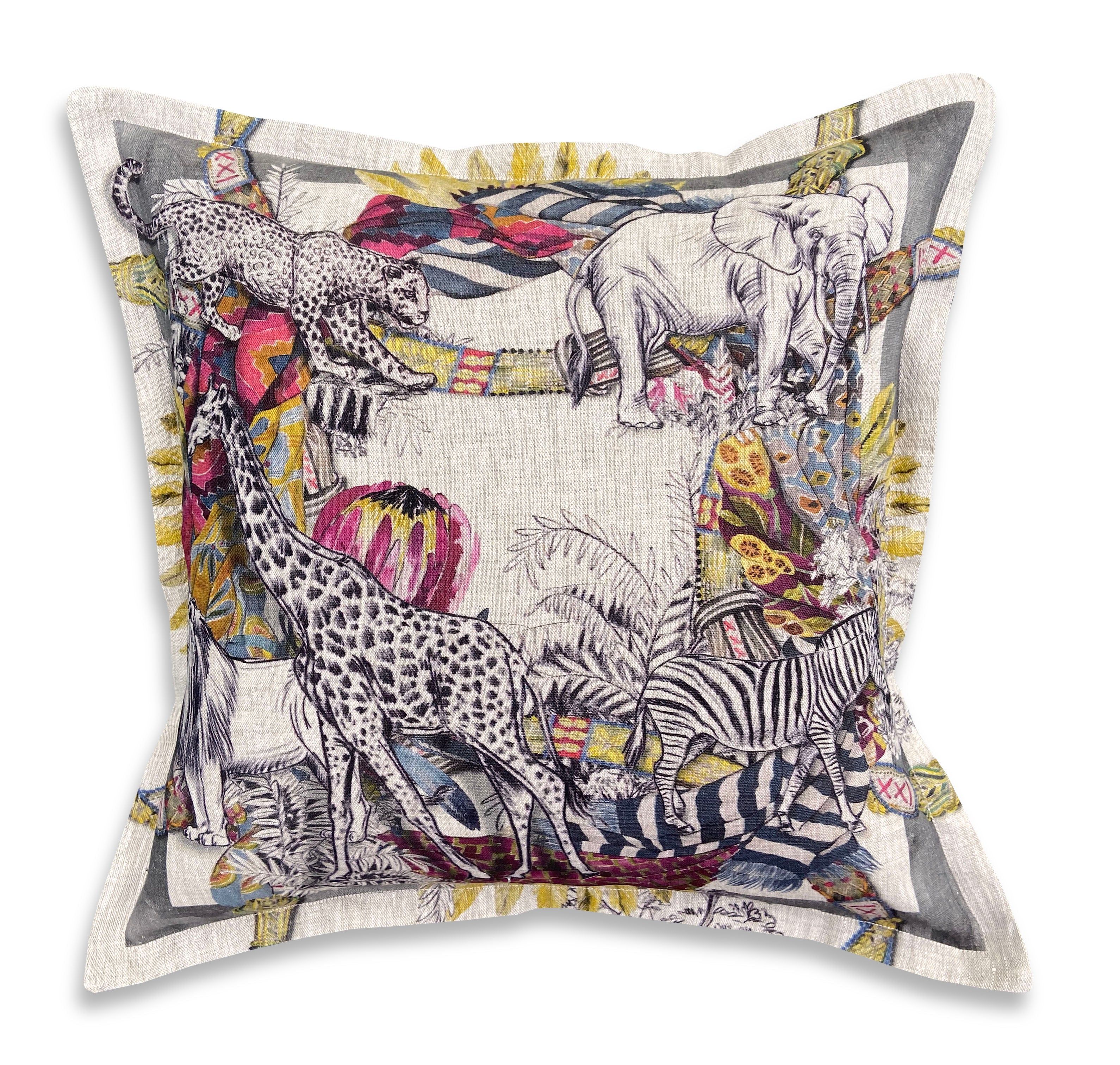 Neutral Tribal Cushion Cover, Standard, Belgian Linen