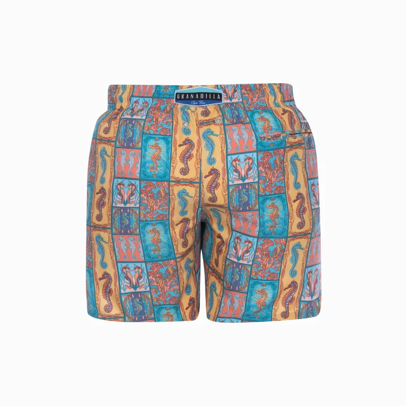 Mid-length Swim Shorts | Seahorses / Gold - Image 4