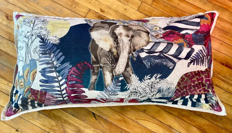 Elephant Cushion Cover, Large, Belgian Linen - Image 1