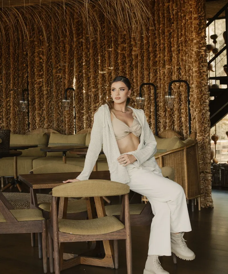 Women's Coastal Knitted Pocket Hoodie Cream - Image 7