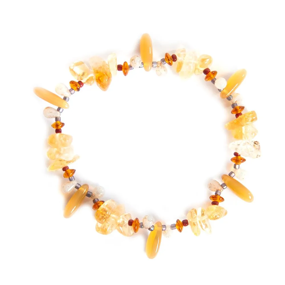 Golden Citrine gemstone chips, with Czech glass beads - BRST02