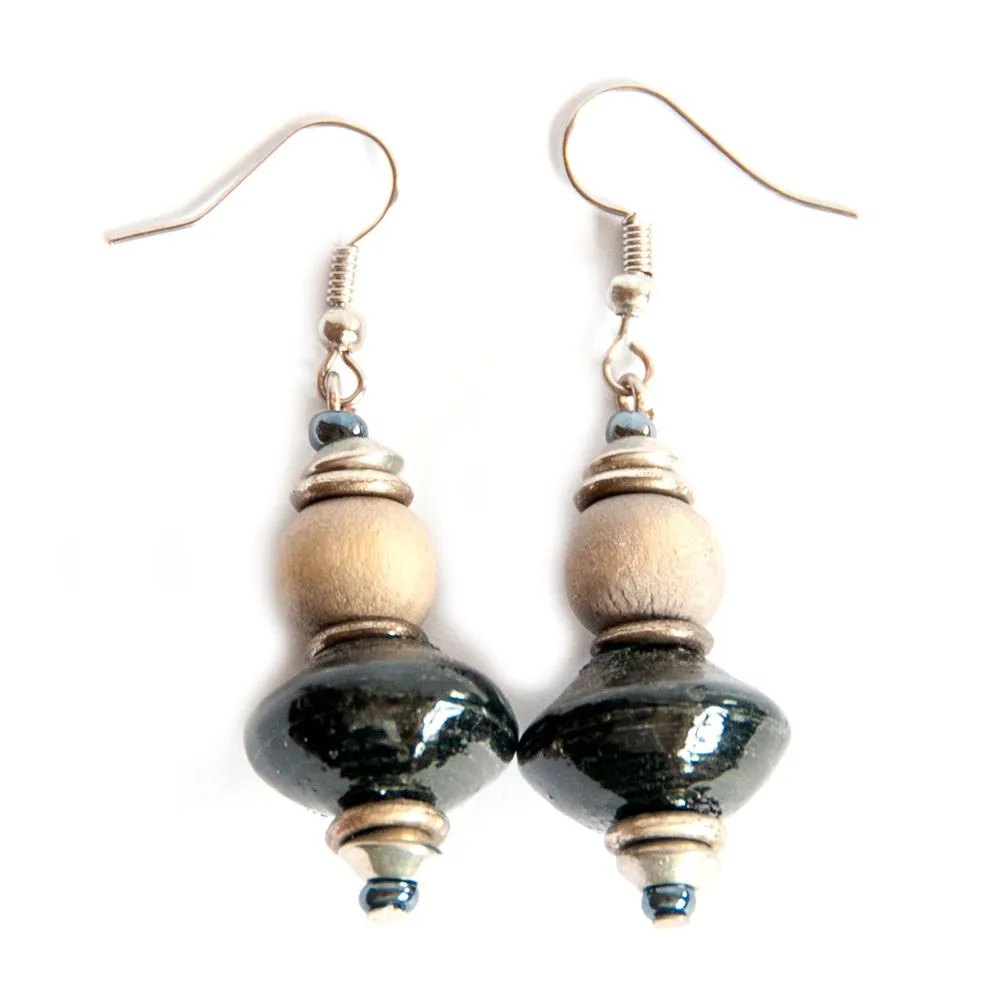Hand crafted paper bead earrings - ERE136
