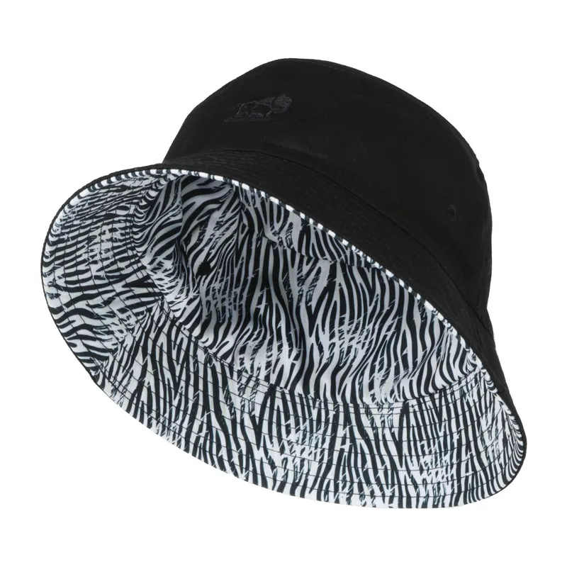 Into Africa Black Reversible Zebra Print Bucket Hat - Image 1