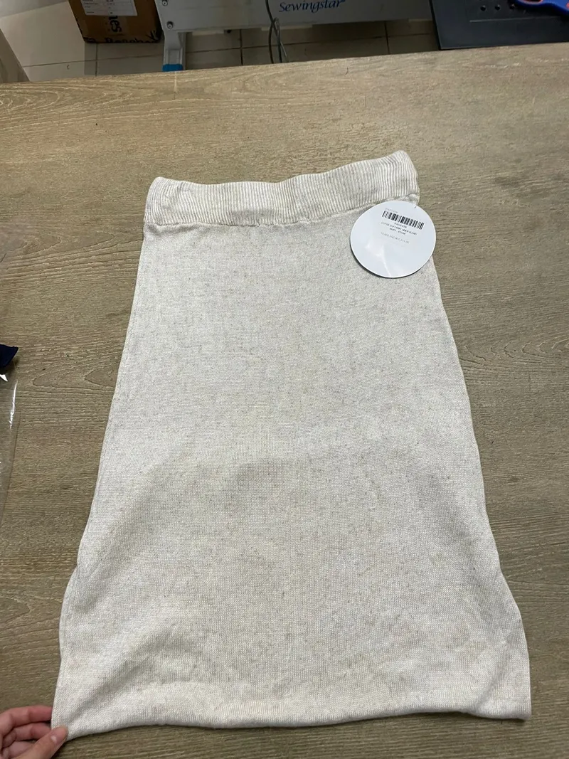Linen Blend Knitted Skirt - Stone - Image 2