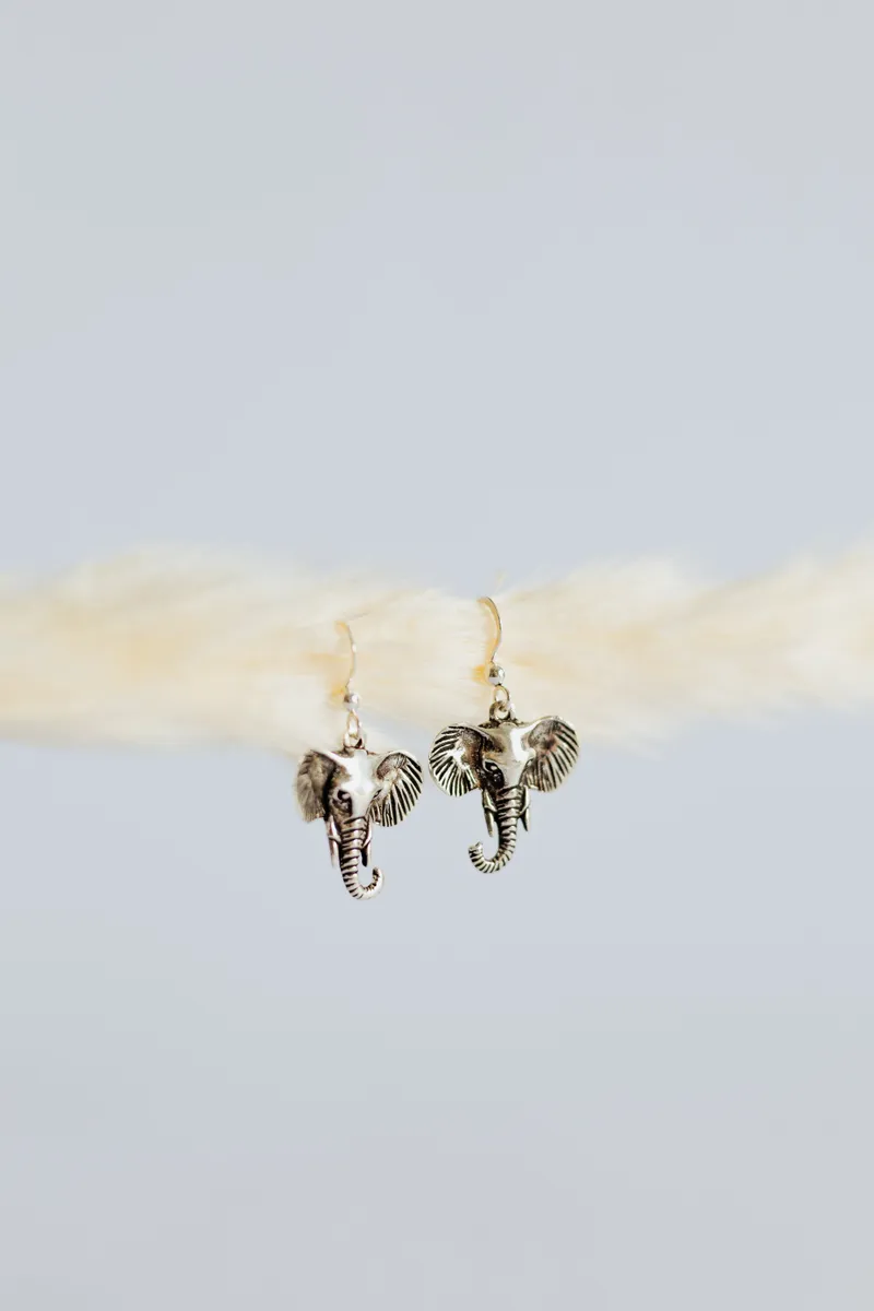 Elephant Head Hang Earrings - Image 1