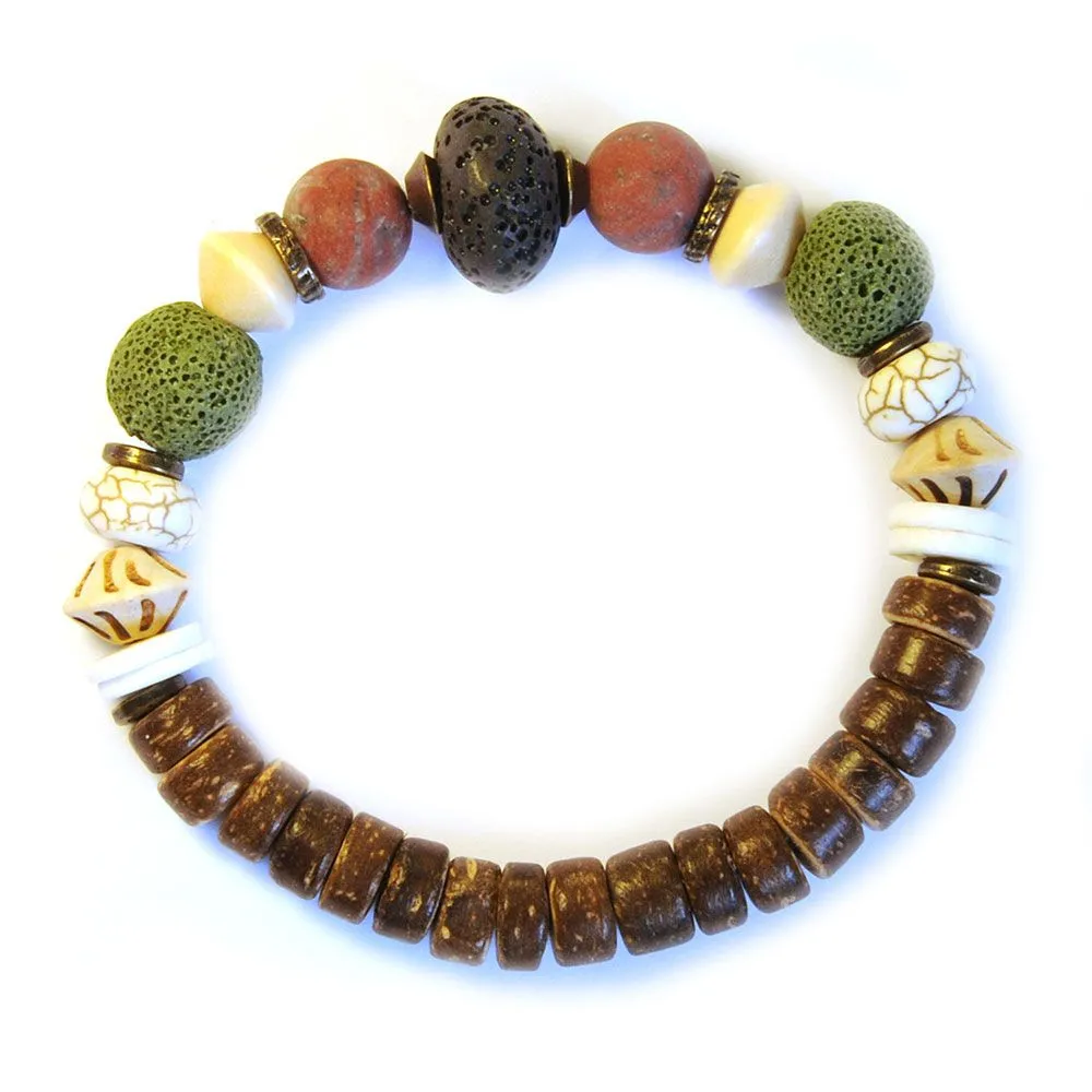 Stunning bracelet contrasting the lava stone, sesame jasper - BRE189