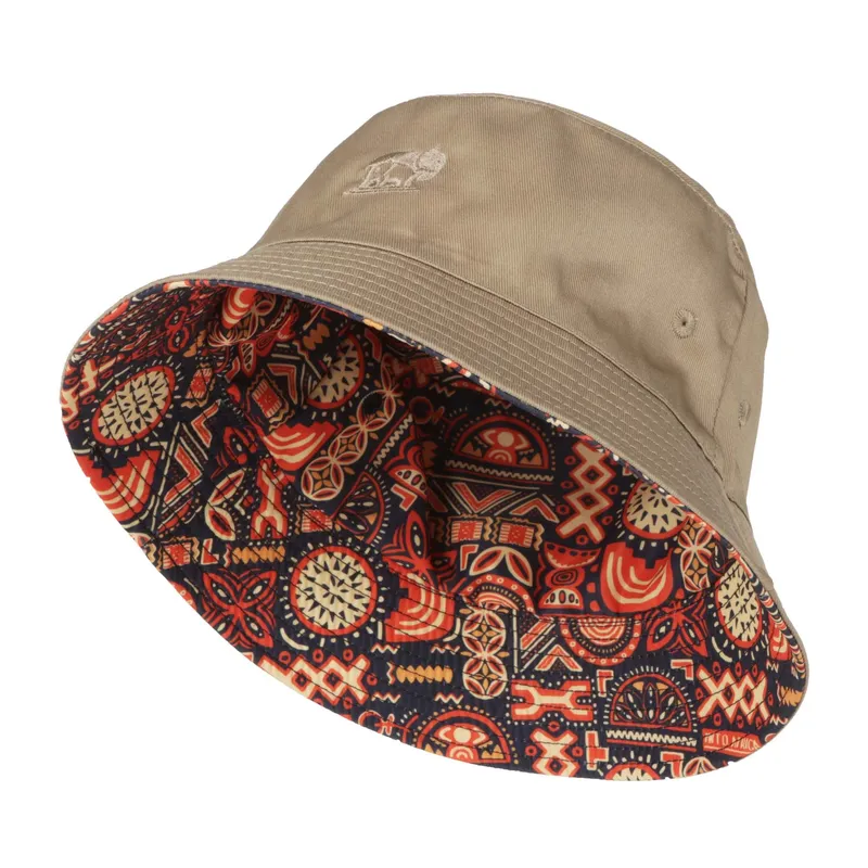 Into Africa Stone Reversible Modern Ethnic Rust Bucket Hat - Image 1
