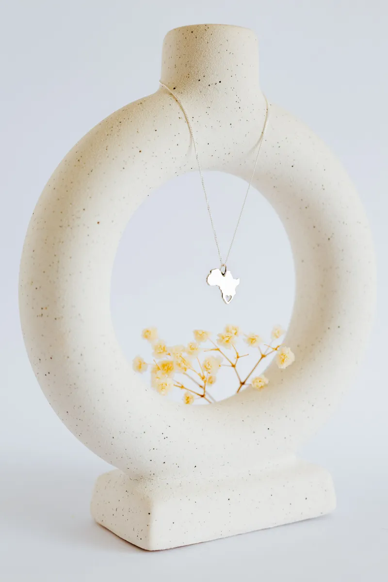 Africa Map Pendant with Heart Cutout - Image 2