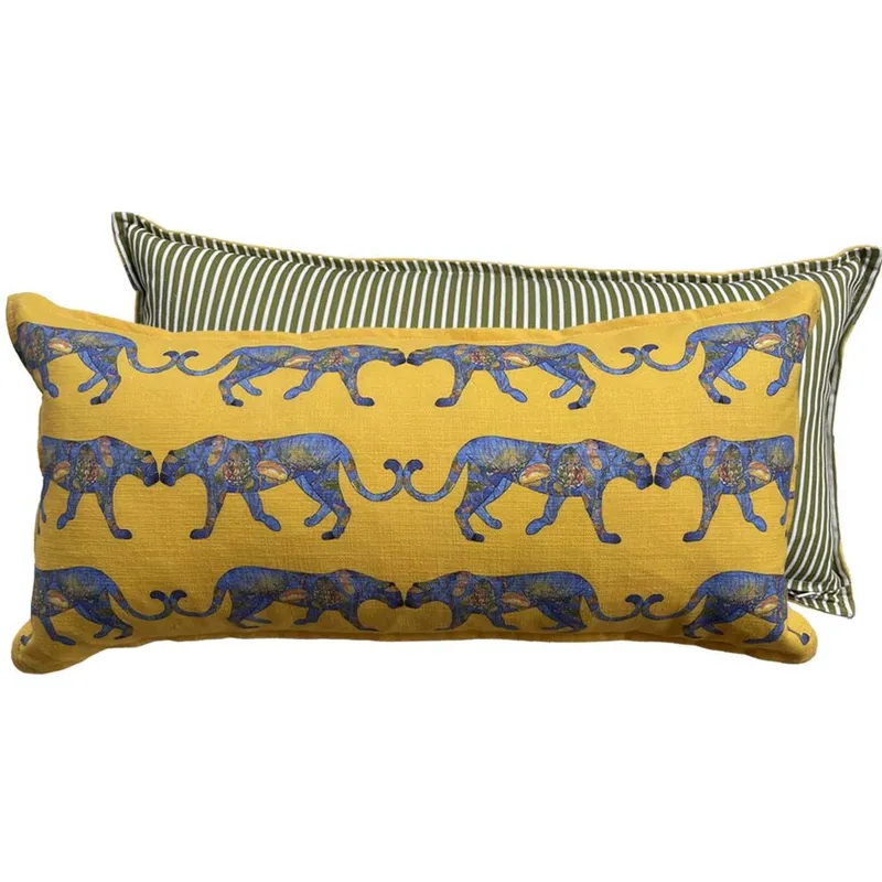 Bolster Cushion (60x30cm) - Leopards (yellow) - Image 1