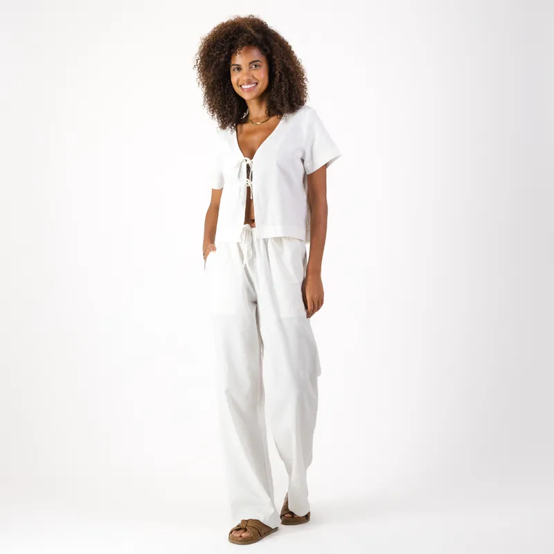 Womens Pull on Pants / Plain / White - Image 5